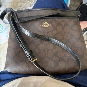 Coach Signature Brown and Black Crossbody Bag